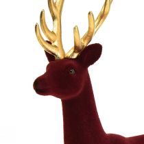 Artikel Deko Hirsch Rentier Bordeaux Gold Dekofigur Beflockt H37cm