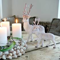 Artikel Deko Hirsch beflockt/beschneit 27,5cm 2 St
