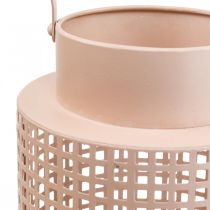 Artikel Deko Laterne Rosa Windlicht Metall mit Henkel Ø18cm H29cm
