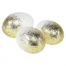 Artikel Deko Ostereier echtes Gänseei Weiß mit Gold-Glitter H7,5–8,5cm 10 St