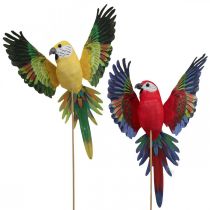 Blumenstecker Vogel, Deko Papagei Rot Gelb 28×19cm 2St