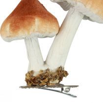 Deko Pilze mit Clip Herbstdeko beflockt Sortiert 9cm 3St