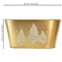 Artikel Deko Schale oval Tannenbaum Übertopf Gold 24×13×12,5cm