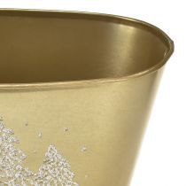 Artikel Deko Schale oval Tannenbaum Übertopf Gold 24×13×12,5cm