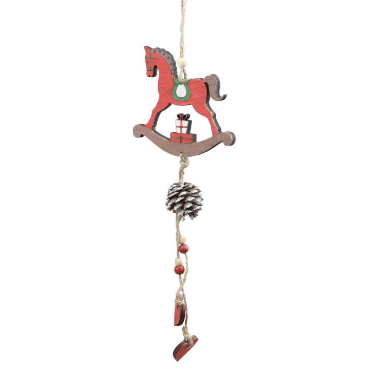 Deko Schaukelpferd Holz Hängedeko Weihnachten Rot 37cm 2St