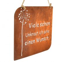 Artikel Deko Schild Metall mit Spruch Rost Pusteblume 35×30cm