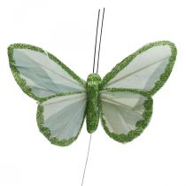 Artikel Deko-Schmetterlinge Grün Federschmetterlinge am Draht 10cm 12 St