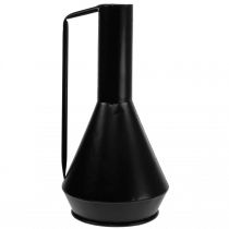 Artikel Deko Vase Metall Schwarz im Dekokanne Design, Stilvoller Blickfang 19,5cm x 38,5cm für Trockenblumen und Kunstblumen