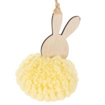 Artikel Hasen Ostern Deko zum Hängen Puschelhase Gelb Ø7cm 6St