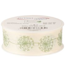 Artikel Dekoband Creme mit Pusteblumenmuster 40mm Breite 15m Länge zum Basteln und Dekorieren