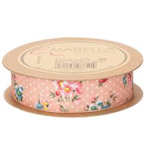 Artikel Florales Geschenkband Rosa mit Blumenmuster 2,5cm x 15m für Dekoration und Bastelprojekte