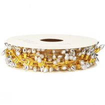 Artikel Weihnachtsband Lichterkette Optik Gold-Silber 12mm x 5m für festliche Deko