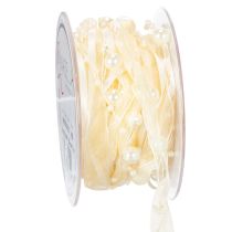 Artikel Dekoband mit Perlen Creme 20mm 5m