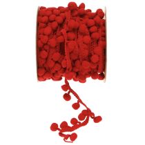 Artikel Dekoband mit Pompoms Rot 20mm 15m - Kreatives Pom-Pom Band für Floristen