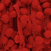 Artikel Dekoband mit Pompoms Rot 20mm 15m - Kreatives Pom-Pom Band für Floristen
