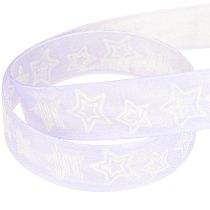 Artikel Dekoband Flieder mit Sternen 25mm x 18m für Weihnachten, Floristik & Geschenke