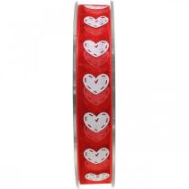Artikel Dekoband Herzen, Hochzeitsdeko, Schleifenband Valentinstag Rot, Weiß 15mm 20m