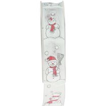 Geschenkband Weihnachten Schneemann Rot Weiß 25mm 15m