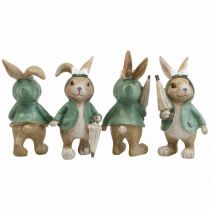 Dekofiguren Deko Hase mit Regenschirm H10,5cm 4St