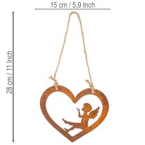 Artikel Dekohänger Metall Edelrost Deko Herz Engel Ø15cm 6St