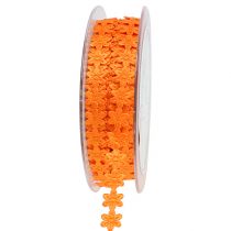 Dekorationsband mit Blüte 1cm Orange 20m