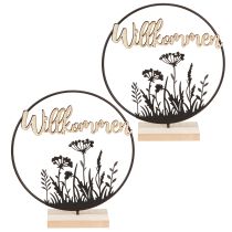Artikel Deko-Ring Willkommen Schwarz Natur Ø20cm 2St Tischdeko Frühling Sommer