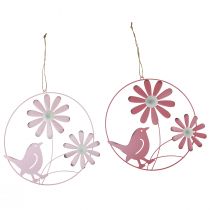 Artikel Dekoring Metall Hängedeko Blumen Rosa Pink Ø30cm 2St