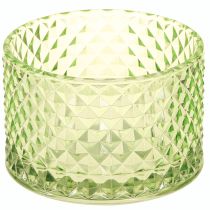 Artikel Dekoschale Glas Teelichthalter Grün Retro Ø10,5cm 2St - Stilvolle Tischdeko für Floristen
