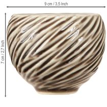 Artikel Dekoschale Keramik Spiral Beige Braun Ø9cm 4St – Elegantes Wohnaccessoire
