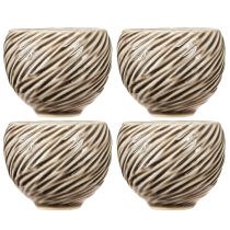 Artikel Dekoschale Keramik Spiral Beige Braun Ø9cm 4St – Elegantes Wohnaccessoire