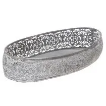 Artikel Dekoschale Metall Muster Grau Oval L36cm/33,5cm 2er-Set