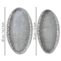 Artikel Dekoschale Metall Muster Grau Oval L36cm/33,5cm 2er-Set