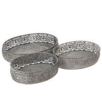 Artikel Dekoschale Metall Oval Muster Grau 25,5/29/34,5cm 3er-Set