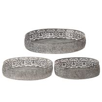 Artikel Dekoschale Metall Oval Muster Grau 25,5/29/34,5cm 3er-Set