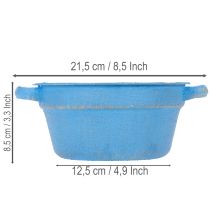 Artikel Dekoschale Übertopf Blau Metall Deko Shabby Ø17cm H8,5cm