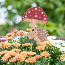 Dekostecker, herbstliche Holzdeko, Igel mit Pilz H11cm L34cm 12St