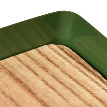 Artikel Dekotablett Grün Metall Holz 35,5x11x3cm 2St Großhandel