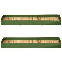 Artikel Dekotablett Grün Metall Holz 35,5x11x3cm 2St Großhandel