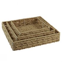 Artikel Dekotablett Eckig Korb Metall Natur 30/25/20cm 3er-Set