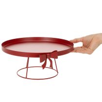 Artikel Dekotablett-Set aus Metall mit Schleife, 25 cm und 30 cm, rot, 2-teilig