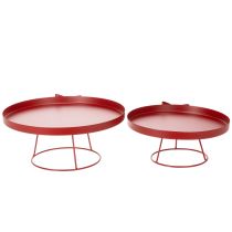 Artikel Dekotablett-Set aus Metall mit Schleife, 25 cm und 30 cm, rot, 2-teilig