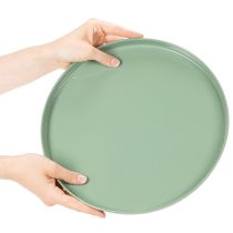 Artikel Dekoteller Metall grün rund 30cm mit Fuß für Innenbereich