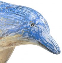 Artikel Delphin Figur Maritime Holzdeko Handgeschnitzt Blau H59cm