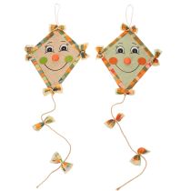 Artikel Deko-Drachen aus Papier mit Gesicht und Aufhänger, 40 cm, 2er-Set, bunt
