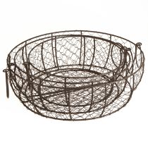 Artikel Drahtkorb Schale mit Henkel Braun Ø35/30/25cm 3er-Set Dekoration Aufbewahrung