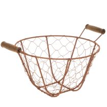Artikel Drahtkorb Vintage rund mit Holzgriffen Metallkorb Rost Ø22cm