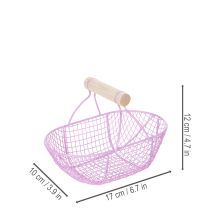 Artikel Drahtkorb mit Holzgriff 17cm für Dekoration und Aufbewahrung, 6 Stück