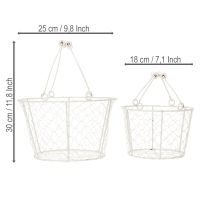 Artikel Dekorativer Drahtkorb weiß 30cm mit Griffen – Charmante Deko für Blumen, Kerzen und Gartenideen