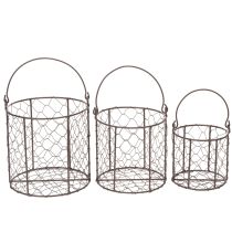 Artikel Drahtkörbe Set aus Metall für Küche, Garten und Dekoration 25 cm Braun