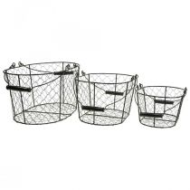 Drahtkorb mit Griffen Schwarz Metall 35/31/27cm 3er-Set